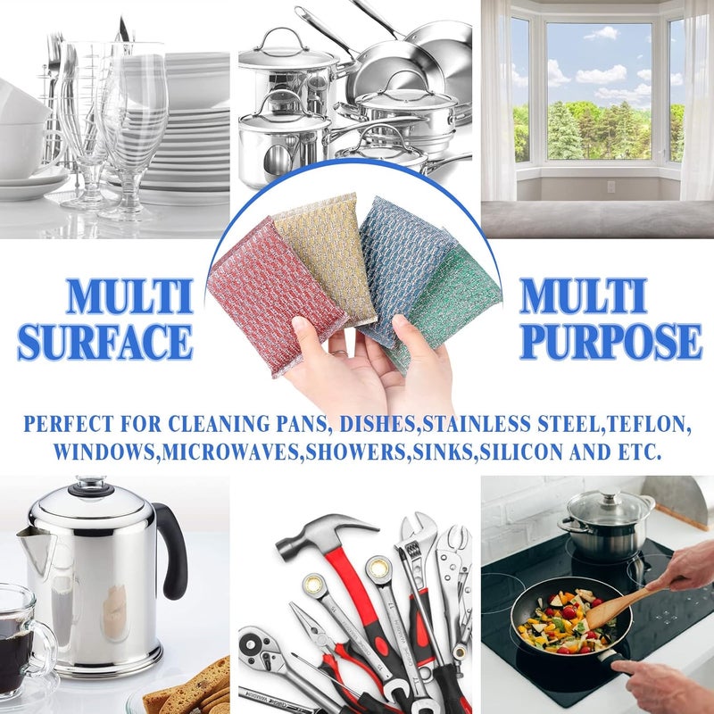 Docduet 6pcs Stainless Steel Scrubber 2pcs Heavy Duty Scrub Sponges 1pcs Dish Clean Towel for Kitchens Bathroom and More - Image 5